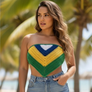 Cropped Top em Crochê Brasil Copa do Mundo Tendencia Modelo Triangulo