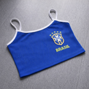 Kit 3 Cropped Regata Brasil Feminina Estampado Alta Qualidade Canelado